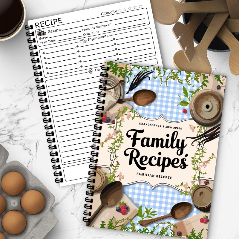 A5 Recipe Book, Blue Grid, Vin - Home Cooking Cookbook 评论和价格